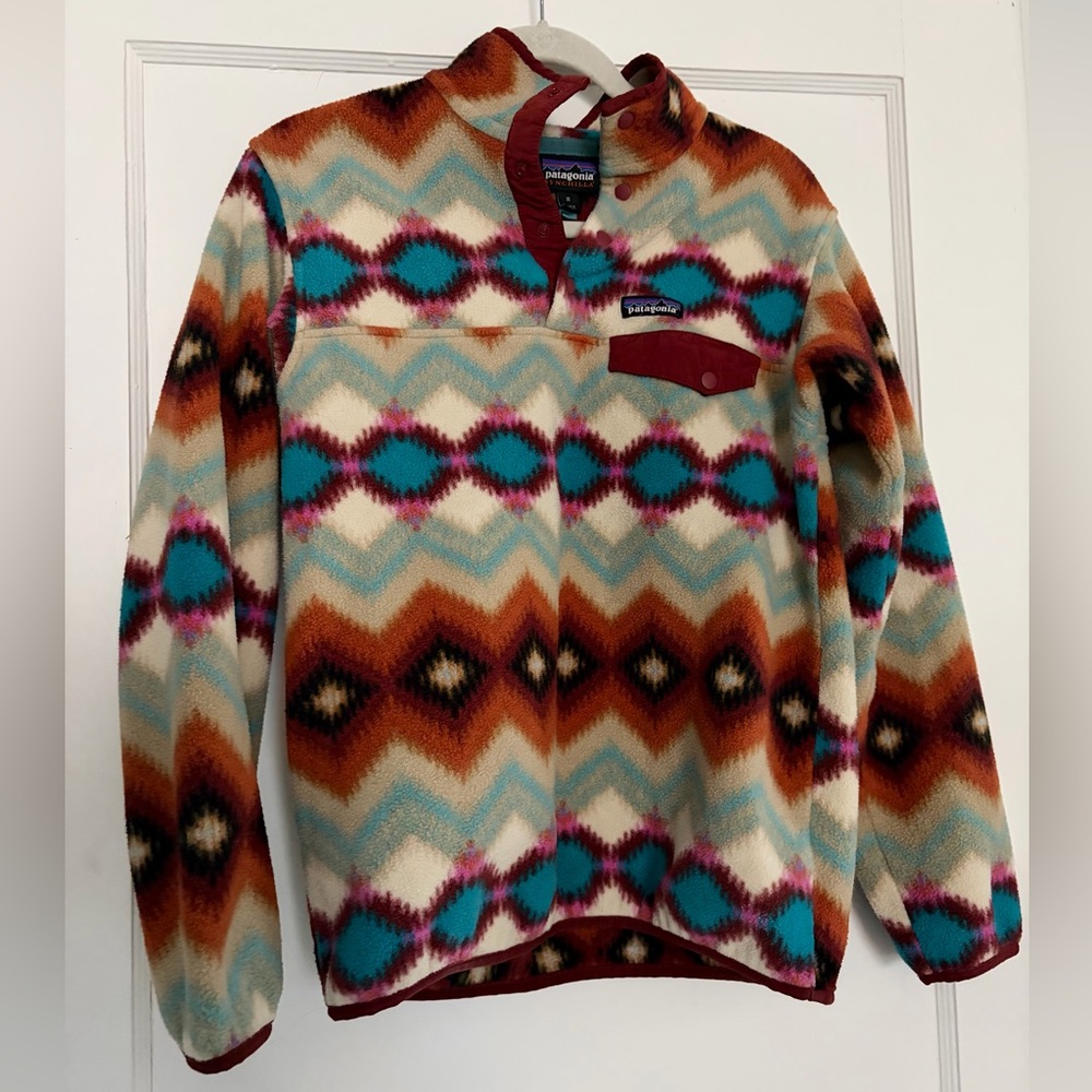 Patagonia Synchilla Snap T Aztec Timber Twist Print Southwest Pullover Medium